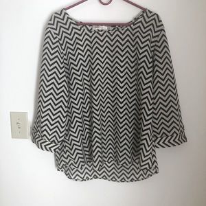 Cream and black chevron striped blouse
